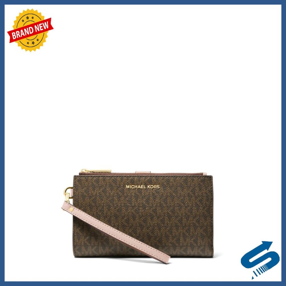 Signature Canvas Wristlet Wallet With Detachable Strap & Multiple Pockets
